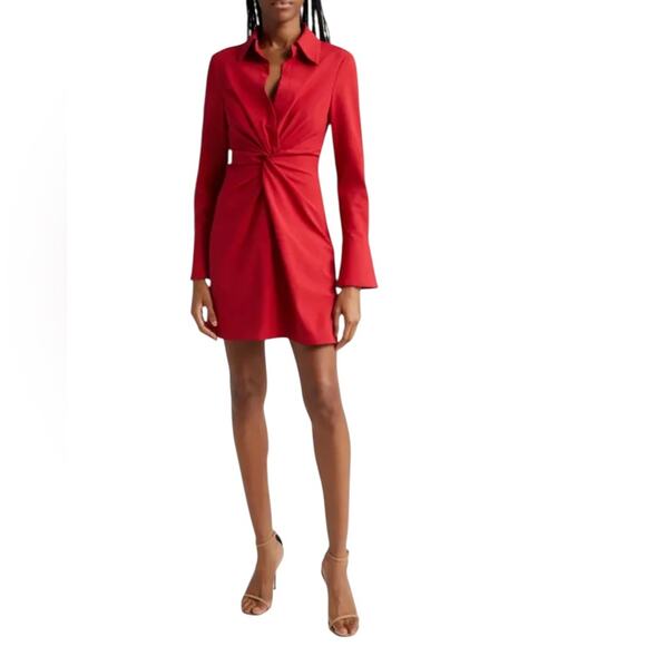 NWOT Cinq A Sept McKenna Long Sleeve Shirtdress in Warm Cranberry – Sz 6 - Picture 1 of 9